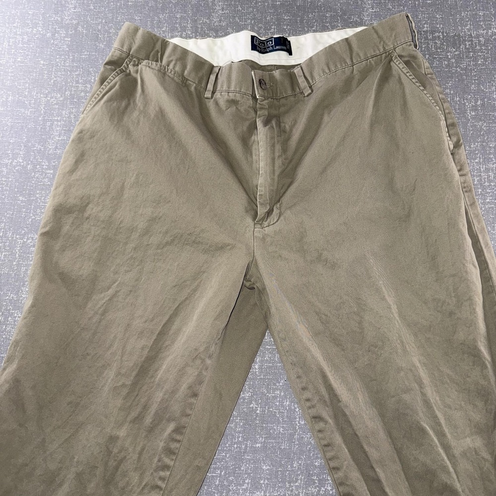 Polo Ralph Lauren Pants Mens 36x31 Beige Chino Straight Leg Flat Front Classic - Picture 2 of 9